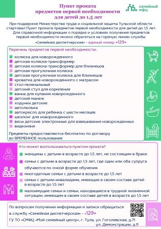 Пункт проката предметов первой необходимости для детей до 1,5 лет.
